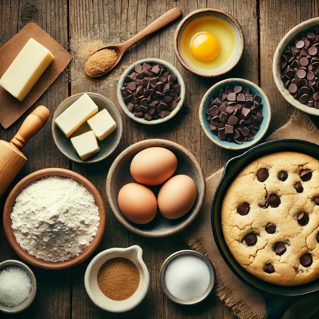 warm chocolate chip skillet cookie ingredients